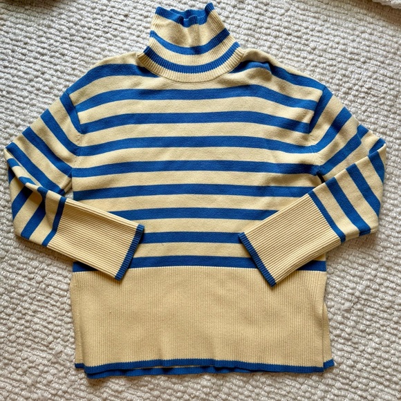 Amazon Striped Turtleneck Sweater Long Sleeve Oversized Knitted Swearer Large - Picture 1 of 8